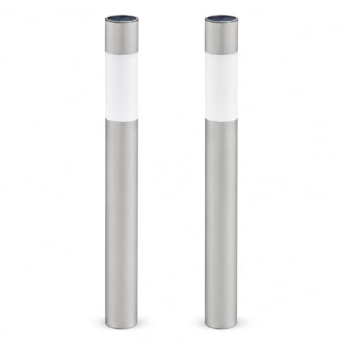 GWSOLAR Solar Garden Lights, 70cm, 2 Pack, Aluminium Bollard Lights | White / Warm White Switchable, IPX4 Outdoor Path Lights, Screw or Ground Spike Installation