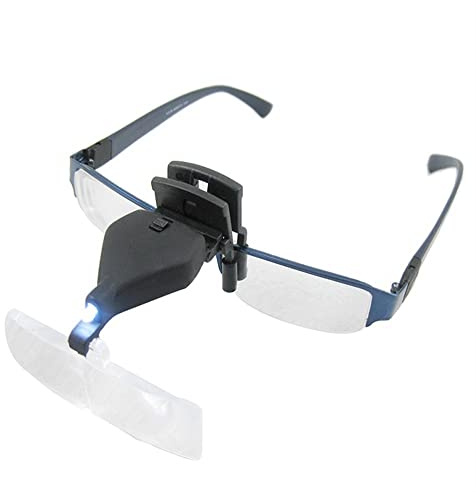 Lab Microscope Accessories Eyewear Glasses Magnifier 1.5X 2.5X 3.5X LED Illuminated Eyeglass Magnifying Glasses Loupe for Reading Head Clip-on