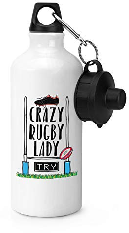 Gift Base Crazy Rugby Lady Sports Bottle Water Gym 600ml White