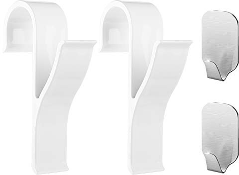 Gancio Rotondo per Termosifone - 2 pezzi di Appendini per Termoarredo (Bianco), 2 pezzi di Ganci Adesivi per Asciugamani in Acciaio Inossidabile - Riordina Il Tuo Bagno Handy Picks (2+2, Bianco Perla)