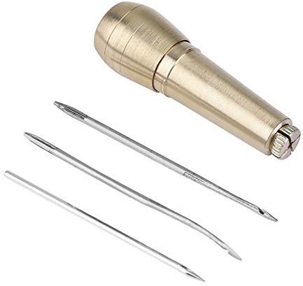 Sheens 3 Nadeln Ledernadel Nähahle Ahle, Näh- und Schuhreparaturwerkzeug für DIY-Näharbeiten und Reparaturen aus Kupfer mit Goldfarbenem Griff