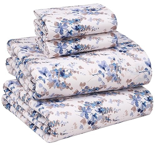 Ruvanti 100% Cotton Queen Sheets - Crispy Cooling Percale 4-Piece Set - Breathable & Durable With 16 Inches Deep Pocket - Maple