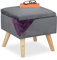Relaxdays Samthocker mit Stauraum, gepolstert, eckig, mit Holzbeinen, Wohnzimmer Sitzhocker, HBT 40x40x40 cm, dunkelgrau