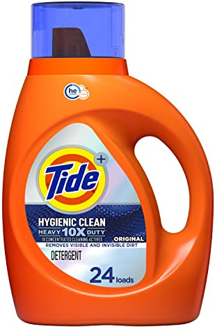 Tide Hygienic Clean Heavy 10X Duty Laundry Detergent Liquid Soap, Original Scent, 37 Fl Oz, 24 Loads, He Compatible