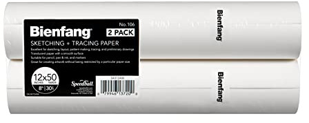 Bienfang Rollo de papel para dibujo y trazado, blanco, 12 pulgadas x 50 yardas (paquete de 2) – para dibujar, trazar, boceto, patrón de costura