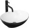 Rea Aufsatzwaschbecken Sofia White Black Waschtisch Handwaschbecken Waschschale Waschbecken für Badezimmer aus hochwertiger Keramik 410 mm x 345 mm x 150 mm (schwarz/weiß)