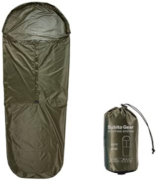 Yundxi Biwaksack Für Schlafsack Überzug, Ultraleicht Notfallschlafsack - Wasserdicht Überlebens-Bivy Bag für Wandern, Rucksackreisen, Erdbeben, Camping (Armeegrün)