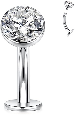 hengkaixuan G23 titan magsmycke skivbotten belly knapp ring platt rygg navel piercing smycken 14 g belly piercing böjd barbell 10 mm internt gängad navel ring för kvinnor, Titan