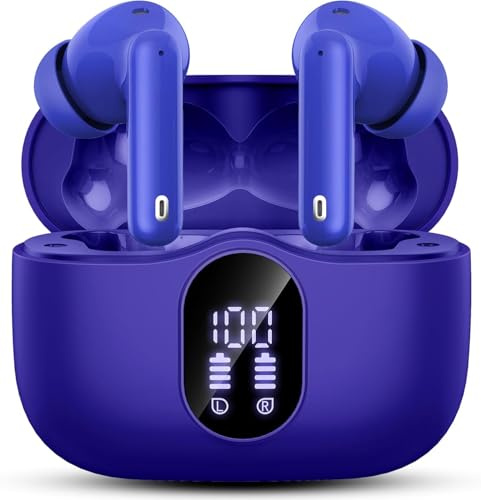 Auriculares Inalámbricos, Bluetooth 5.3 con HD Micrófono HiFi Estéreo Pantalla LED, Reducción de Ruido, 13 mm Controlador dinámico, IP7 Impermeable 36H Cascos Inalambricos