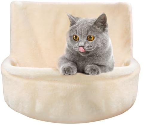 ZESLIV Lit suspendu pour chat - Chauffage en peluche - Lit de radiateur pour chat - Confortable - Sac douillet pour chat - Hamac pour chauffages - Beige