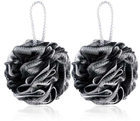 OUDQFCJ 2 Pcs Luffa Doccia al Carbone Confezione Spugna Bagno Esfoliante per Uomo e Donna Spazzola Scrubber per Pulizia e Levigatura Pelle