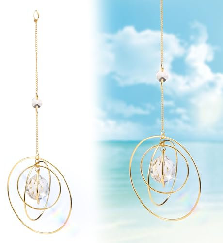 Attrape-Soleil en Cristal Suspendu, 30cm Prismes de Cristaux Suspendus avec Chaîne en Métal, Suncatcher Pendentif Capteur, Soleil Cristal Décoration, pour Le Feng Shui, pour Les Cadeaux, Décoration
