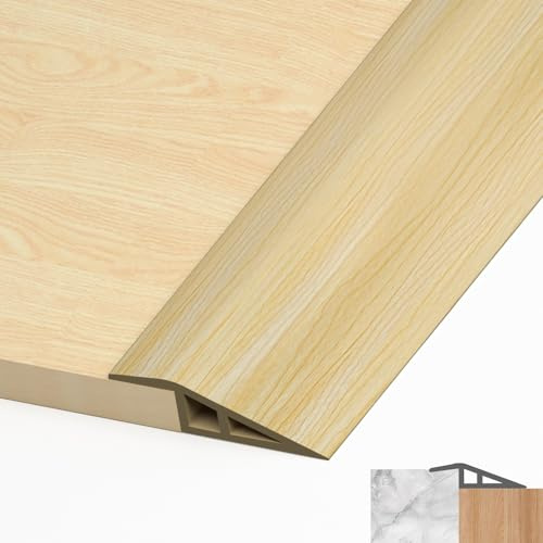 LIHIQIYA Perfil de Transición Autoadhesivo PVC Perfil, Transición Suelo Desnivel Autoadhesivo para Diferencia Tapajuntas Suelo Perfil de Unión para Suelos (Grano de Madera, 7mm a 10mm, 1M)