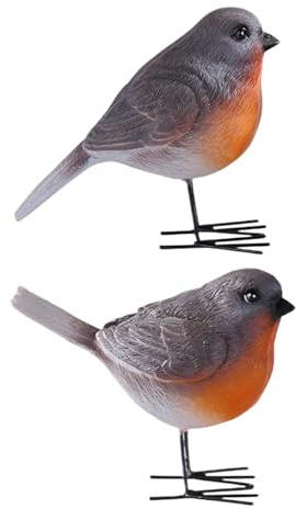 Demsyeq Fågelfigurer heminredning – robin skulptur, harts moderna dekorativa ornament för vardagsrum badrum utomhus