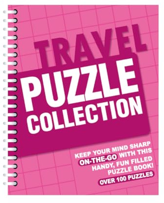 Sixstore A5 Spiral Bound Travel Size 3 in 1 Sudoku, Word Search, Crossword Puzzle Collection Book, Pink