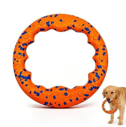NCOALE Dog Frisbee, Orange Dog Ring Toy Throwable and Floating Water Fetch Training Ring Resistant Flying Disc