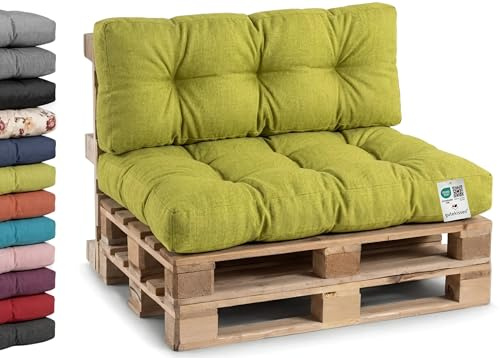 Gutekissen® Cuscini per Pallet per Divano da Giardino - Trapuntati PPI (Cuscino di seduta 120x80, gesteppt Lime)