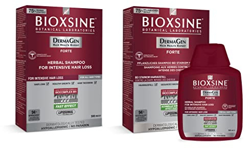 BIOXSINE BOTANICAL LABORATORIES 2 x Forte Shampoo bei starkem Haarausfall für Frau und Mann mit pflanzlichem Haarwaschmittel das Haarwuchs beschleunigen
