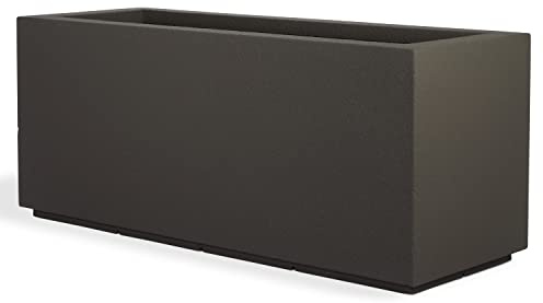 PolyStone Milan Tall Rectangular Outdoor Planter, 46 L x 17 W x 19 H – Lightweight Weather Resistant Modern Patio & Indoor Garden Planter, Slate Gray