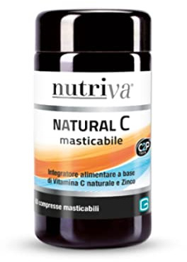 NUTRIVA Natural C Masticabile Integratore Alimentare Con Vitamina C Naturale E Zinco Adatta Ai Vegani (Compresse), Standard, Vitamine e Minerali, 60 Unità
