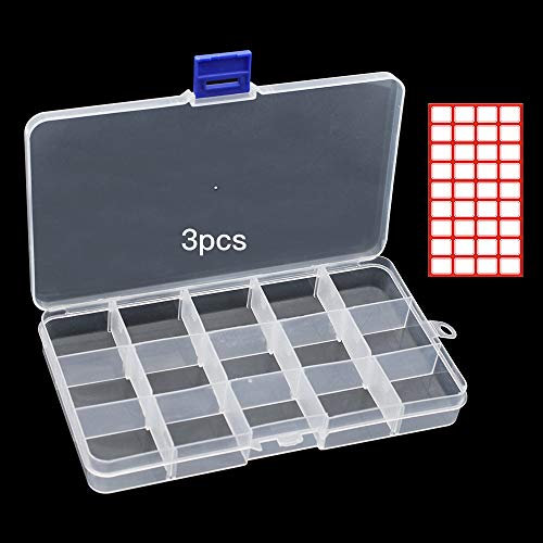 3 Pièces Boîte de Rangement Plastique Bijoux 15 Grilles Diviseurs à Compartiments Ajustables Organisateur Utilisé pour Stocker de Petits Objets que des Bijoux des Boucles d'oreilles
