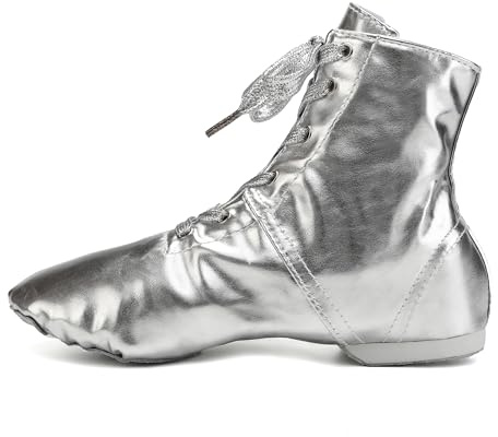 HIPPOSEUS Women Silver Jazz Shoes Split Sole Dance Boots Ballet Dance Shoe for Men,US 7