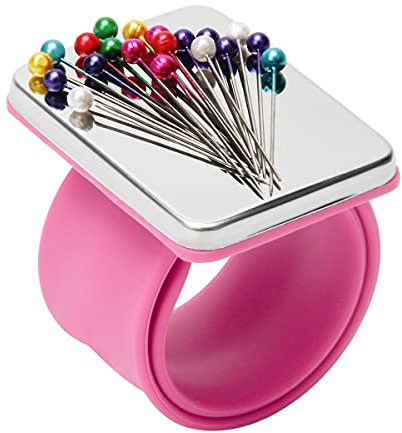 Magnetisches Handgelenk-Nähen, tragbares Armnadelkissen, magnetisches Nadelkissen mit Armband für Nähsammlung (Rosa)