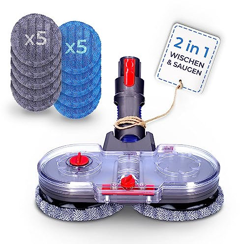 Sillar Accesorio Eléctrica Cabeza de Mopa, Atomización Eléctrico Cepillo de Cabeza de Fregado, para Aspiradora Dyson V7 V8 V10 V11 V15- con Tanque de Agua y 10 fregonas de Limpieza