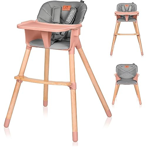 Lionelo Koen Seggiolone Pappa 2in1 per bambini da 6 mesi a 5 Anni con vassoio rimovibile Cintura a 5-Punti Rialzo sedia fino 30kg con Due livelli di altezza Cuscin Antiscivolo Facile da pulire