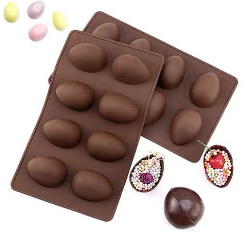 2 Pcs Silicone Egg Shaped Silicone Molds, Easter Mold Jelly Biscuits Chocolate Candy Baking Mold for Easter Theme Party Decoration