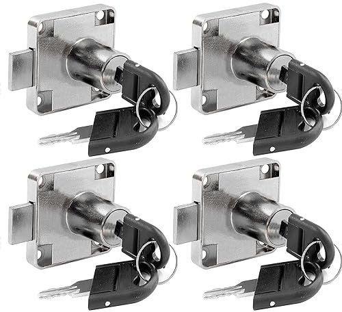 Litensh 4PCS Nockenschloss mit Schlüssel gleich, Sicherheit Schrankschloss Schubladenschloss Möbelschloß Möbelschloss Aufschraubschloss für Möbel Schrank Briefkasten Schublade Haushalt Büro Silber