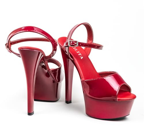 EZILITA Damen 15cm High Heels Plateau Sandaletten Tn-089 red36