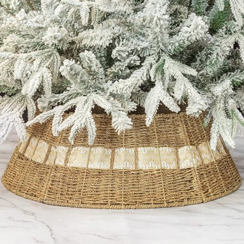 Base di supporto in rattan per albero di Natale copri base albero natale Collare Gonne