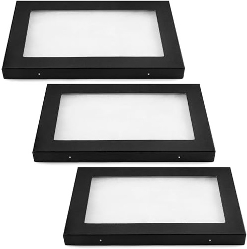 Landical 3 Pack Riker Display Cases Large Collectibles Display Cases Transparent Top for Collectibles Jewelry Pins (12 x 8 x 0.98 Inch)