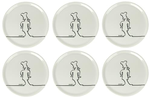 Lentz Pizzatallrik Ø 31 cm av porslin med roligt matlagningsmotiv (set med 6 st)