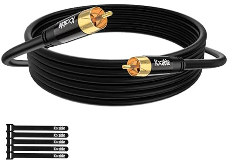 Subwoofer Cable RCA to RCA Audio Cable 100FT, Digital Coaxial Audio Cable, Premium S/PDIF RCA Cord for Home Theater, HDTV, Subwoofer, Hi-Fi System, Amplifier, 22AWG Tinned Copper, Double Shielded
