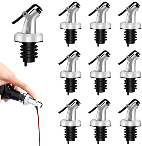10 Pezzi Beccucci per Olio D'Oliva Versatore D'Olio Tappi Versatori da Vino Versatore Bottiglia con Becco Tappi Bottiglie Olio Plastica Affusolato Tappi per Bottiglie Olio di Vetro per Cucina e Bar