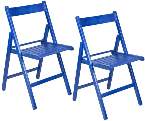 PALUPLUS 2 Sedie Pieghevoli in Legno di Faggio di colore Blu, Misura 42x40x78 cm, Sedia Salvaspazio Richiudibile, Struttura Resistente, Comoda Seduta, per Esterno ed Interno - 1921C