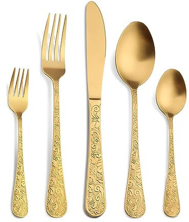 Juego de cubiertos de acero inoxidable de 60 piezas para 12 cubiertos modernos Incluye cuchillos, tenedores, cucharas, cucharillas largas, tenedores para ensalada, juego de trinchar apto para lavavaji