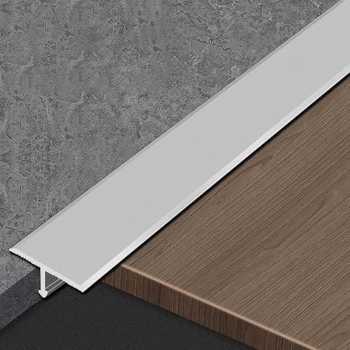 3 piezas 90cm Largo, Tapajuntas Suelo Perfil De Transición, Metal Aluminio Moldura En T, Fácil De Limpiar(Silver,1cm*270cm(3 * 90cm))