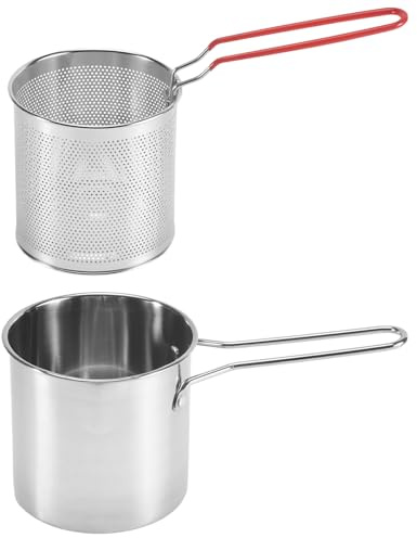 Ocnvlia Olla Profunda de Acero Inoxidable Tempura Freidora de Papas Fritas con Colador Sartenes de Pollo Frito Herramienta de Cocina