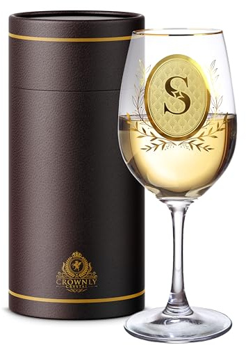 CROWNLY CRYSTAL® Regali Compleanno Donna Bicchieri Vino Bianco Matrimonio Laurea Mamma (S)
