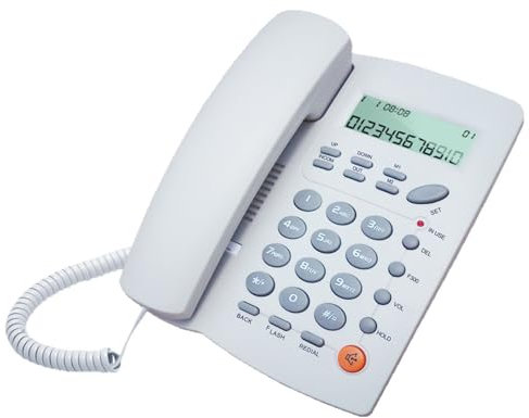 lmoikesz Téléphone Filaire avec Identification de l'appelant et Haut-Parleur pour Bureau Téléphone Fixe Téléphones ABS Téléphone Fixe avec répondeur, Blanc