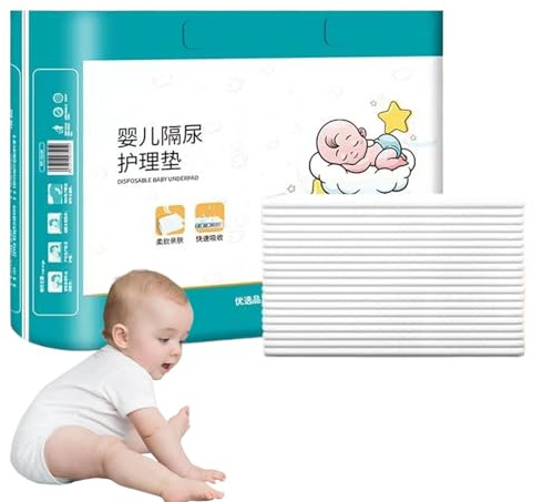 Fasciatoio Portatile per Pannolini,Telo Assorbente Traspirante | 40 Pezzi Cuscini per Cambio ad Assorbimento Rapido | Ideale per Neonate Casa Viaggi Auto Escursioni Spostamenti