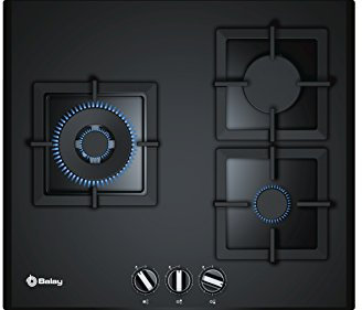Balay 3ETG663HB Placa de gas - 60 cm, 9 niveles de llama, autoencendido, 3 zonas l Mandos frontales, Gas butano, cristal templado color negro