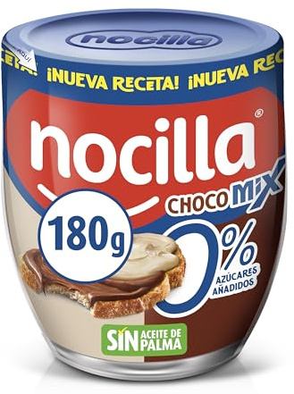 Nocilla, ChocoMix, Doble Crema al cacao y leche con avellanas, 0% azúcares añadidos ,sin aceite de palma - vaso 180g