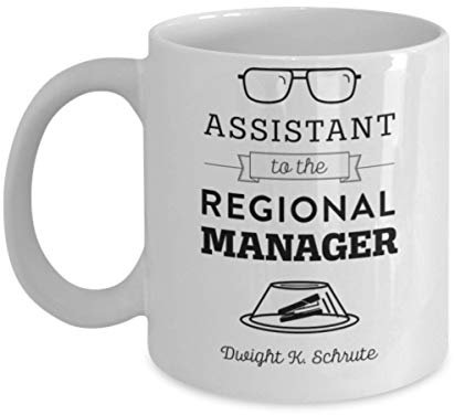 Assistant to The Regional Manager by Trinkets & Novelty The Office Merchandise. This 11-oz Tv Show Inspired Michel Scott Dwight Jim The Office Coffee Mug is Perfect for Any Dunder Mifflin Employee