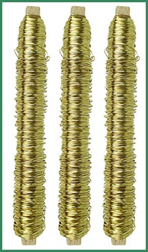 Novatool 3X Wickeldraht I Gold I 0,50 mm I Draht I Metalldraht Gartendraht Blumendraht Bindedraht Biegedraht Pflanzendraht rostfrei Dekoband Dekodraht