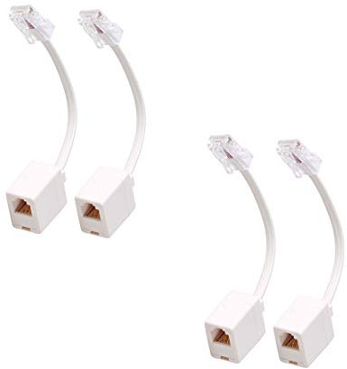 RJ45 to RJ11 Converter Adapter Connector M/F Cable,Uvital Ethernet RJ45 8P4C Male to Telephone RJ11 6P4C Female Converter Cord(White, 4 Pack)