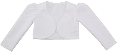 SIRRI Baby Girl Long Sleeves Communion Christening Baptism White Bolero Flower Girl Formal Wedding Cardigan Jacket Age 3-6 Months